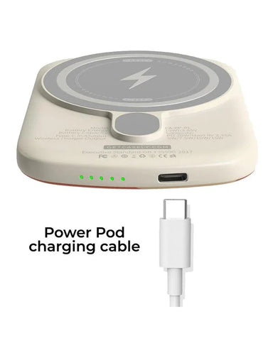 USB to USB-C Power Pod Charging Cord | White Cable