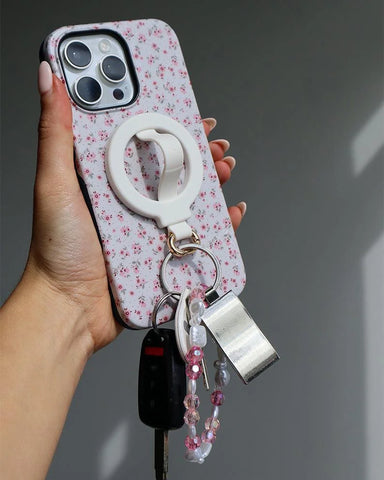 MagRing+ | Bone White Magnetic Adjustable Phone Ring with Keychain