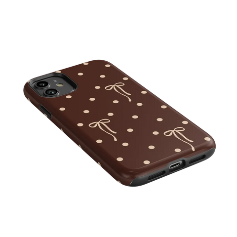 Teddy Bows | Brown Polka Dot Case