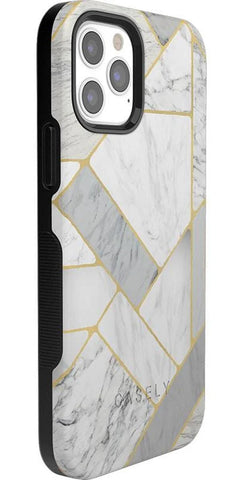 Sharp Lines | Geo White and Gold Marble Case