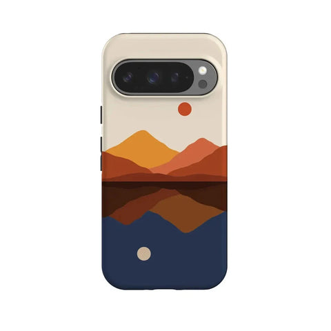 Opposites Attract | Day & Night Colorblock Mountains Google Pixel Case
