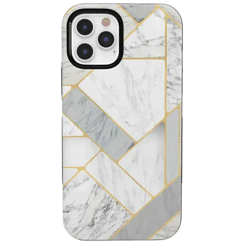 Sharp Lines | Geo White and Gold Marble Case