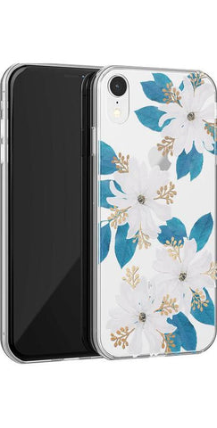 Forget Me Not | Blue and Gold Clear Floral Case