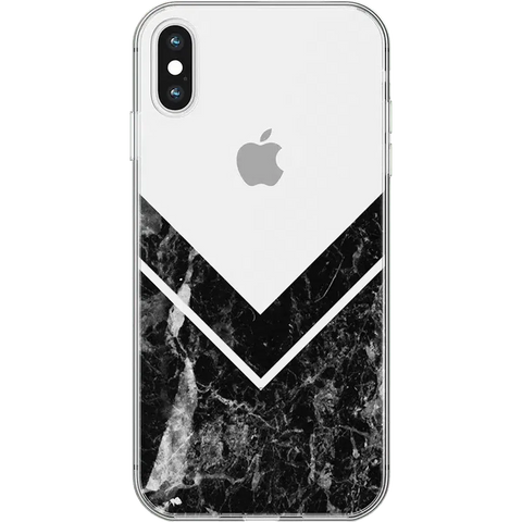 Sleek and Simple | Black Marble V Clear Case