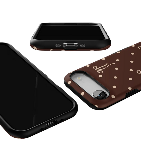 Teddy Bows | Brown Polka Dot Case