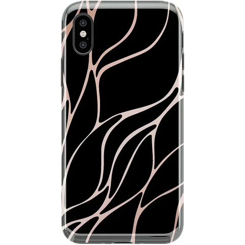 Midnight Ride | Black and Gold Metallic Waves Case