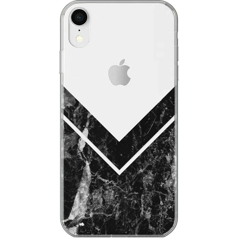 Sleek and Simple | Black Marble V Clear Case