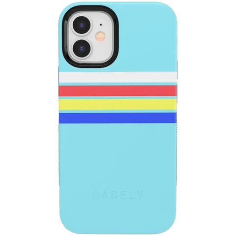 Totally Groovy | Teal Rainbow Stripes Color Block Case