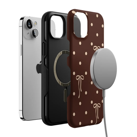 Teddy Bows | Brown Polka Dot Case