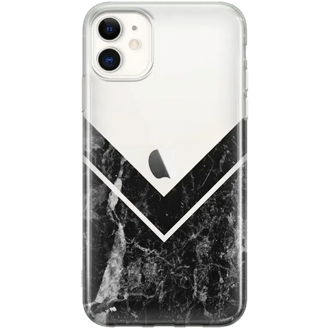 Sleek and Simple | Black Marble V Clear Case