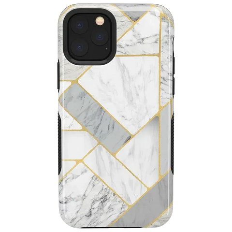 Sharp Lines | Geo White and Gold Marble Case