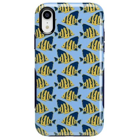 Something's Fishy | Navy Blue & Yellow Fish Print Case