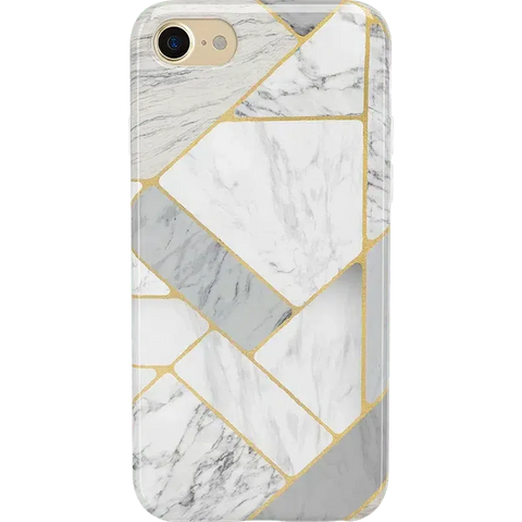 Sharp Lines | Geo White and Gold Marble Case